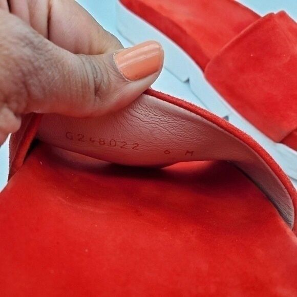𝅺STUART WEITZMAN Landslide Suede Slide Sandals Red Orange Size 6M - Picture 5 of 11
